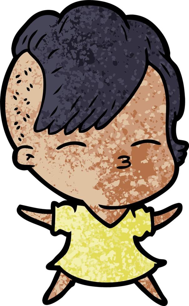 cartoon squinting girl vector