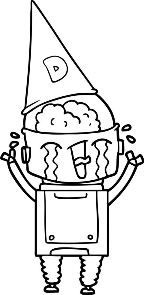 cartoon crying robot vector