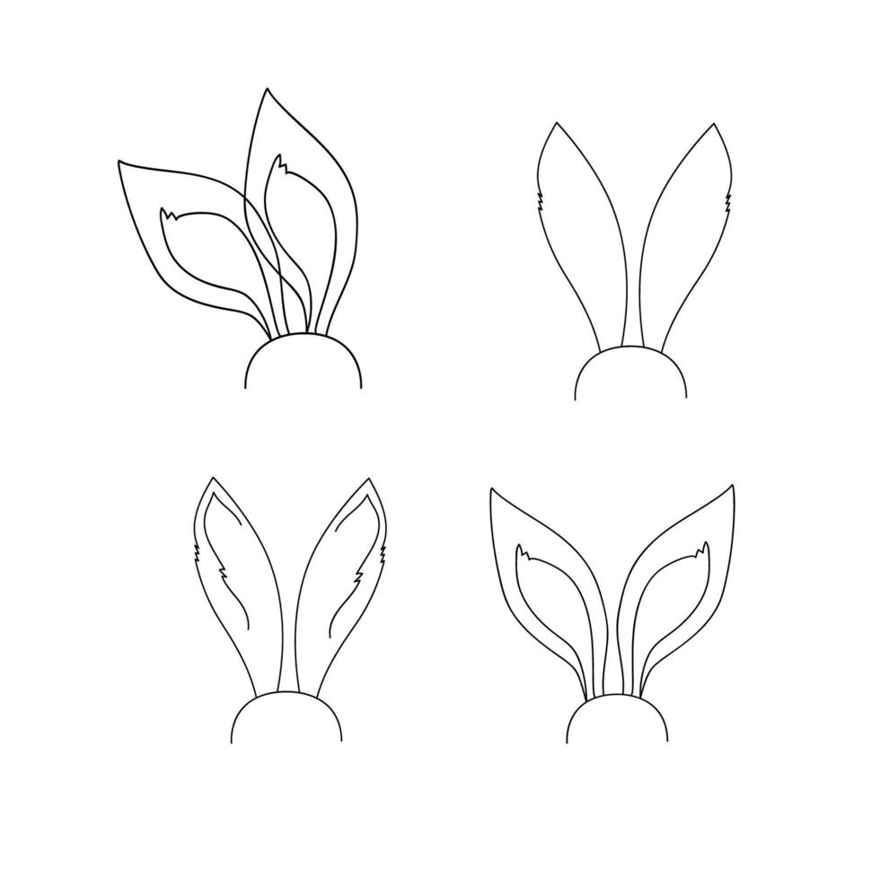 Doodle bunny ears set. Vector illustration isolated on white background