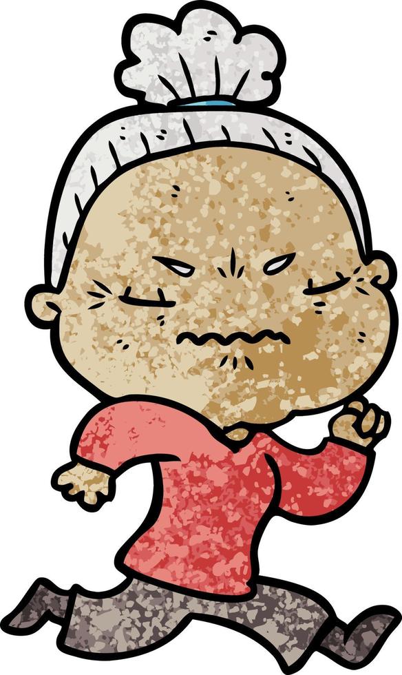 cartoon annoyed old lady vector