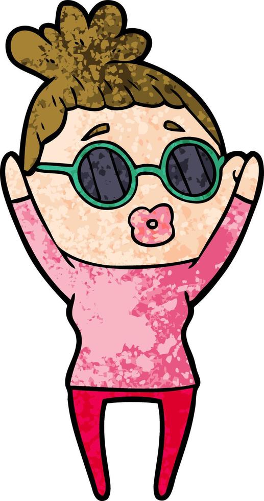 cartoon woman wearing sunglasses vector