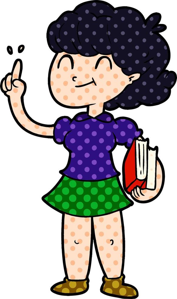 cartoon girl with books vector