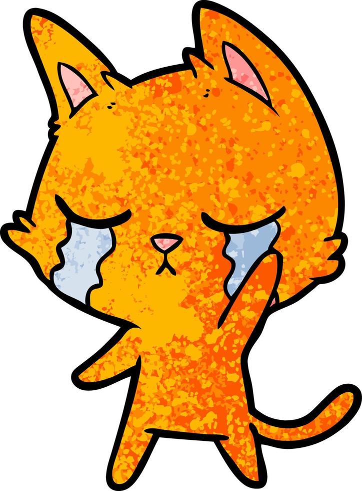 crying cartoon cat vector