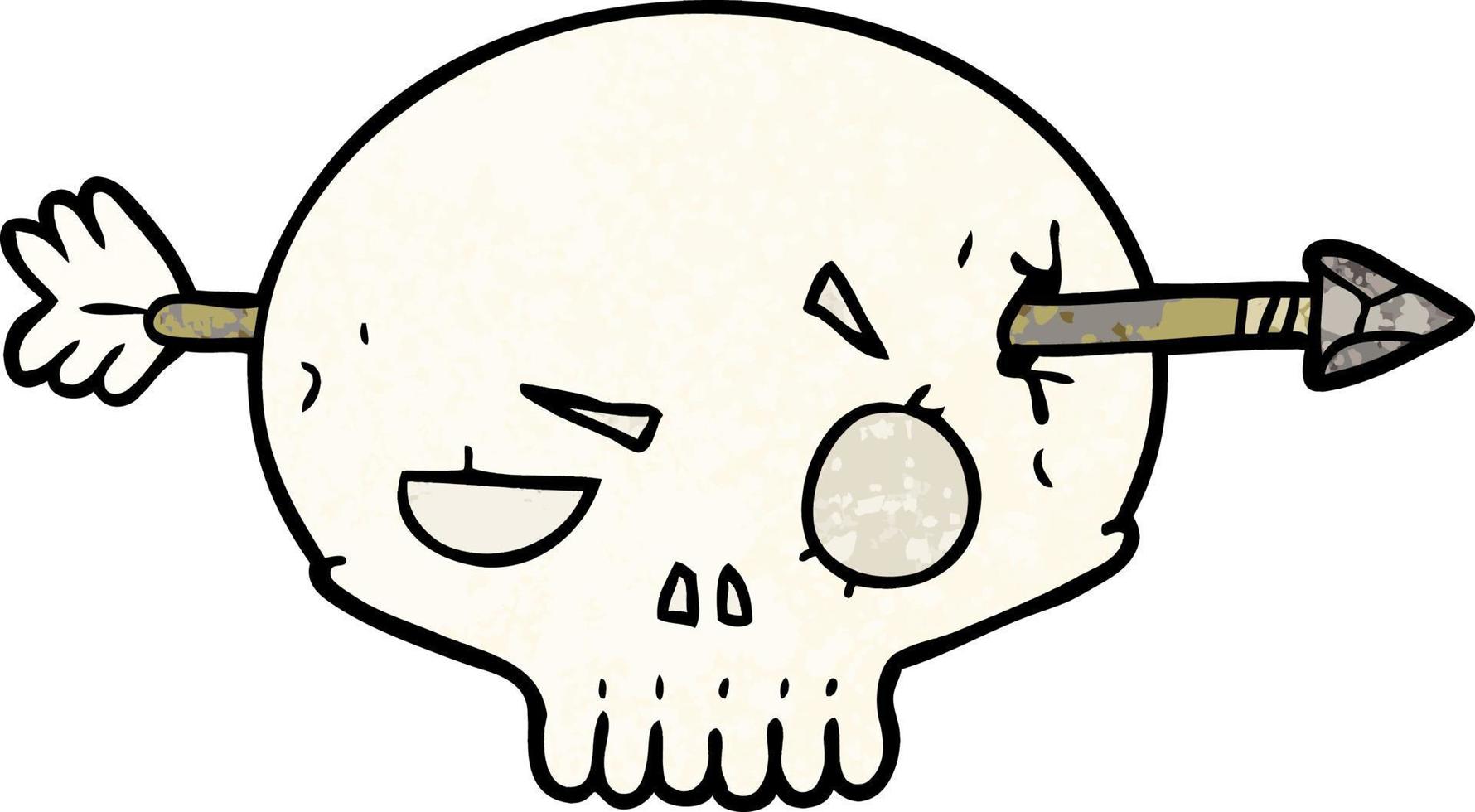 cartoon skull shot through by arrow vector