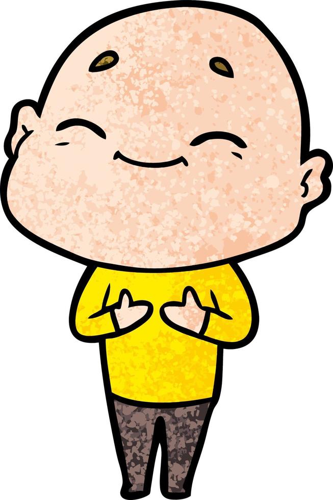 happy cartoon bald man vector