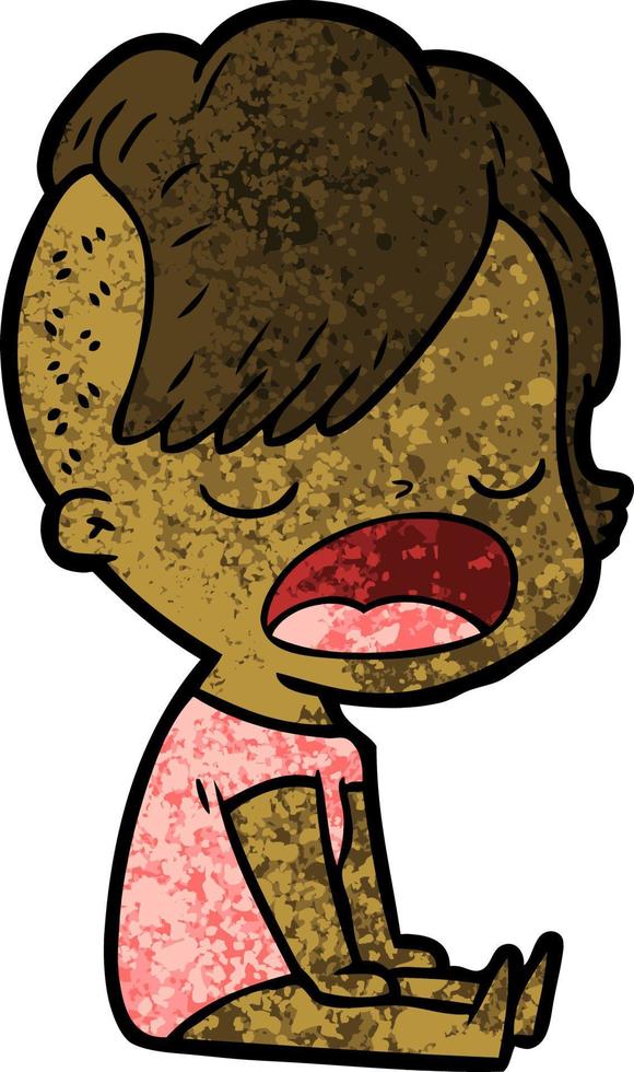 cartoon cool hipster girl talking vector