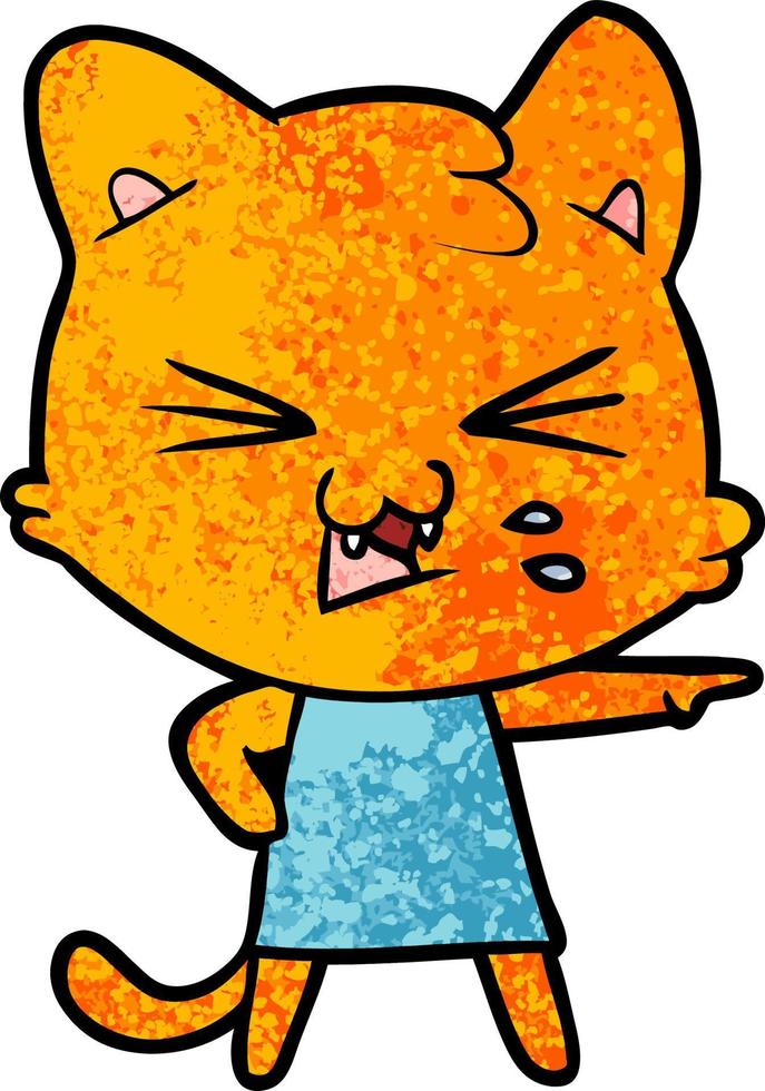 cartoon cat hissing vector