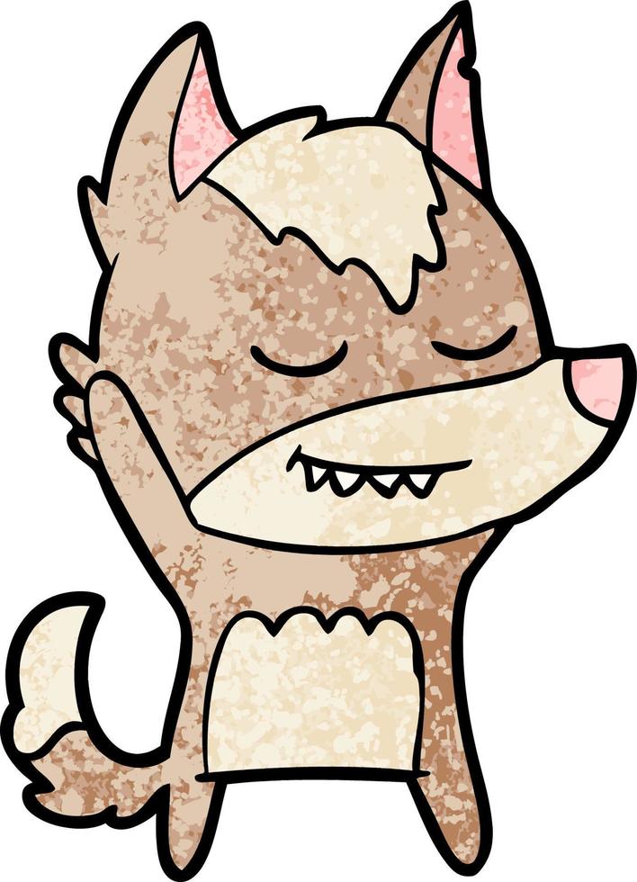 friendly cartoon wolf vector