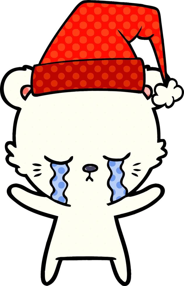 crying cartoon polarbear vector