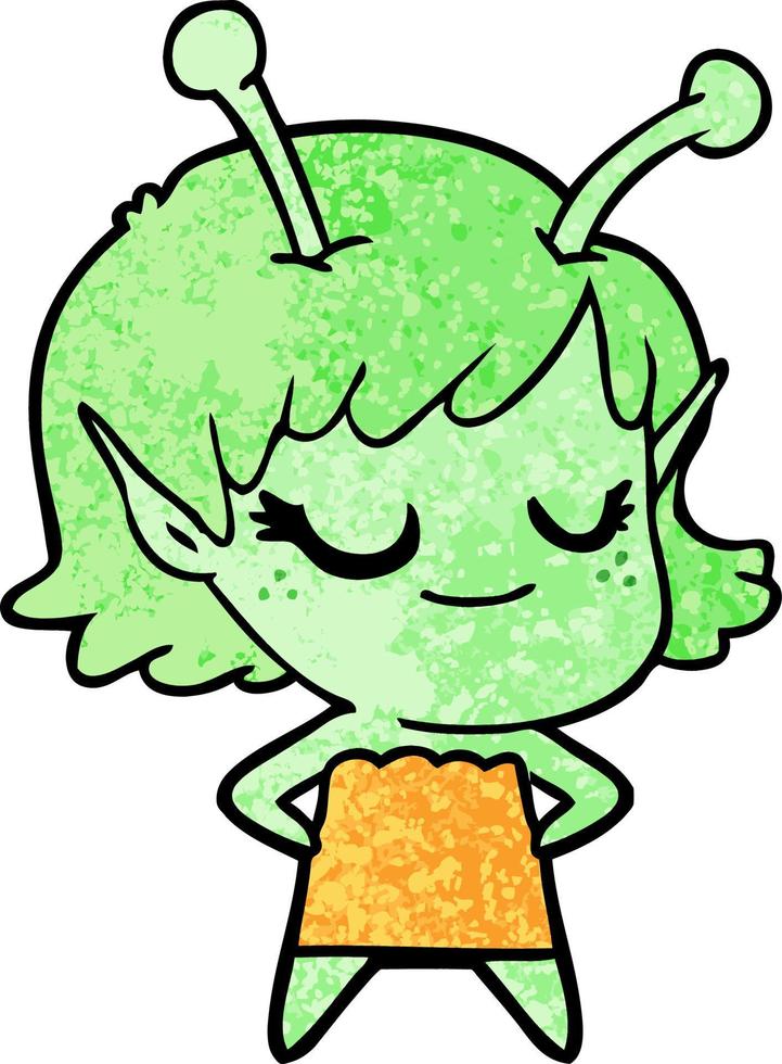 smiling alien girl cartoon vector