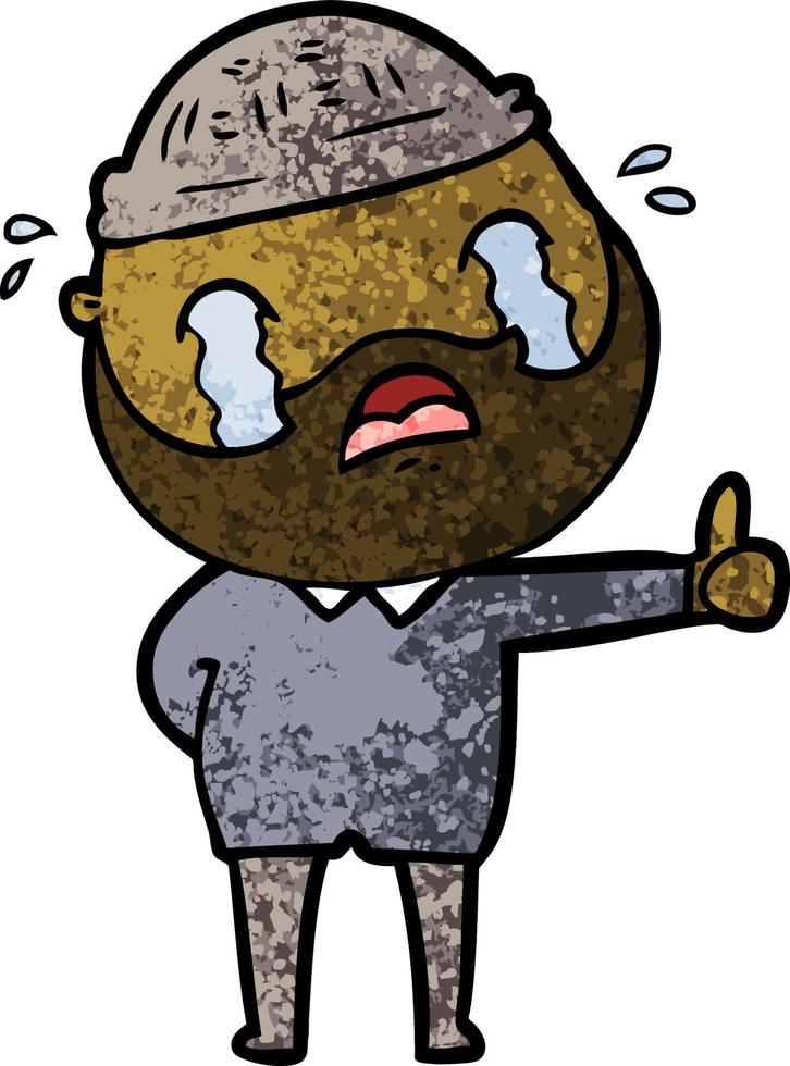 cartoon bearded man crying vector