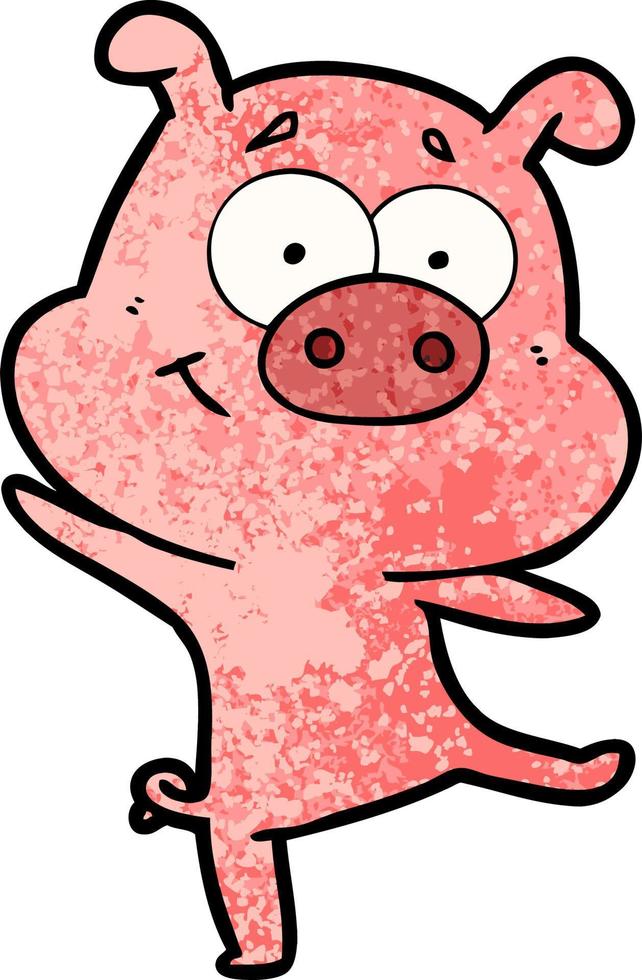 happy cartoon pig dancing vector
