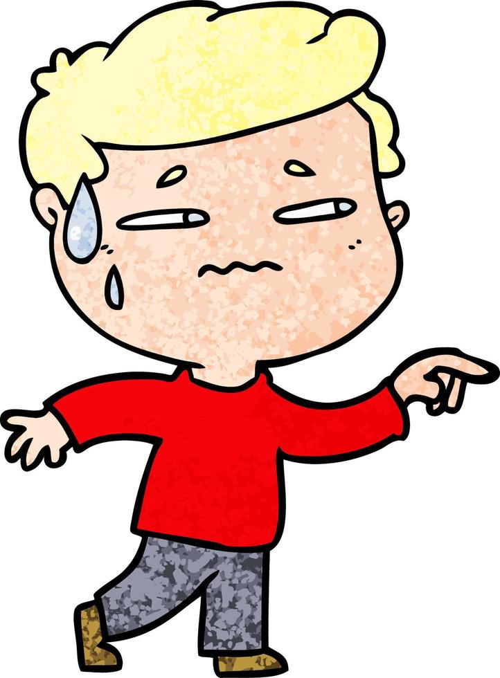 cartoon anxious man pointing vector