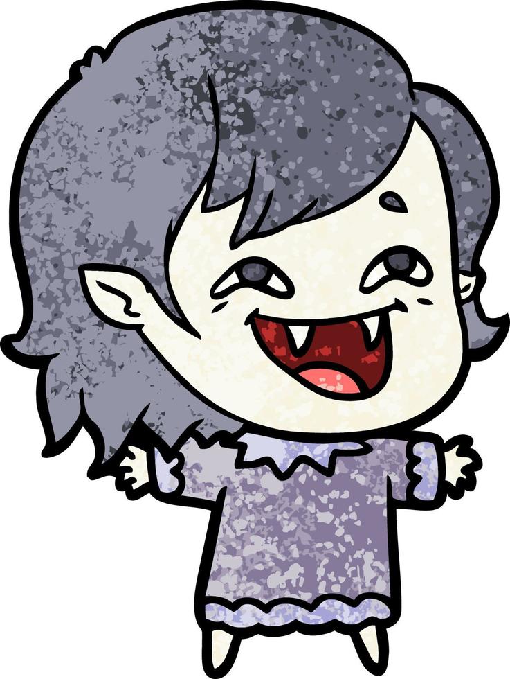 caricatura, reír, vampiro, niña vector