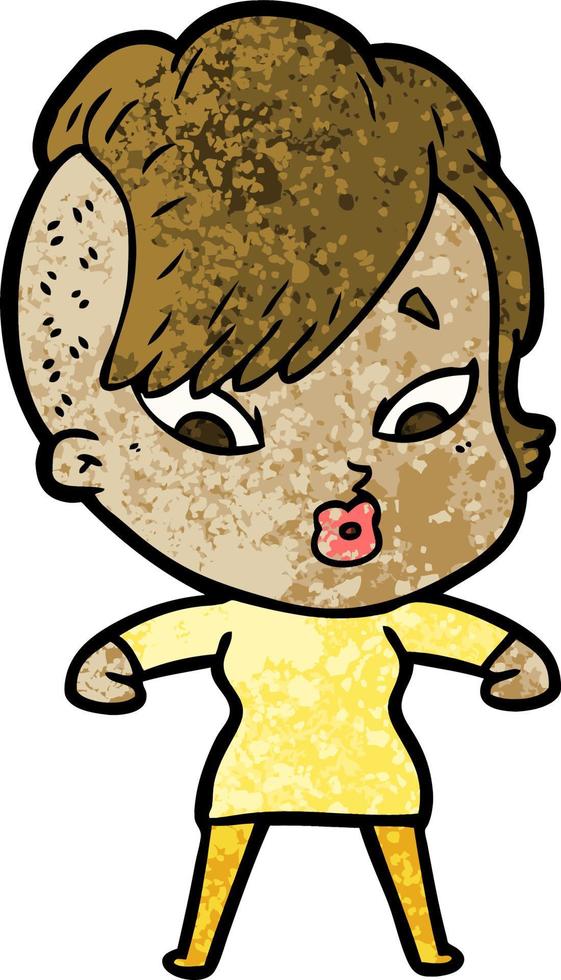 cartoon surprised girl vector