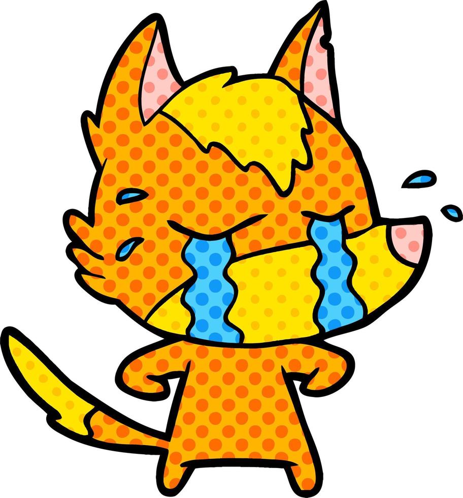 sad little fox cartoon character vector