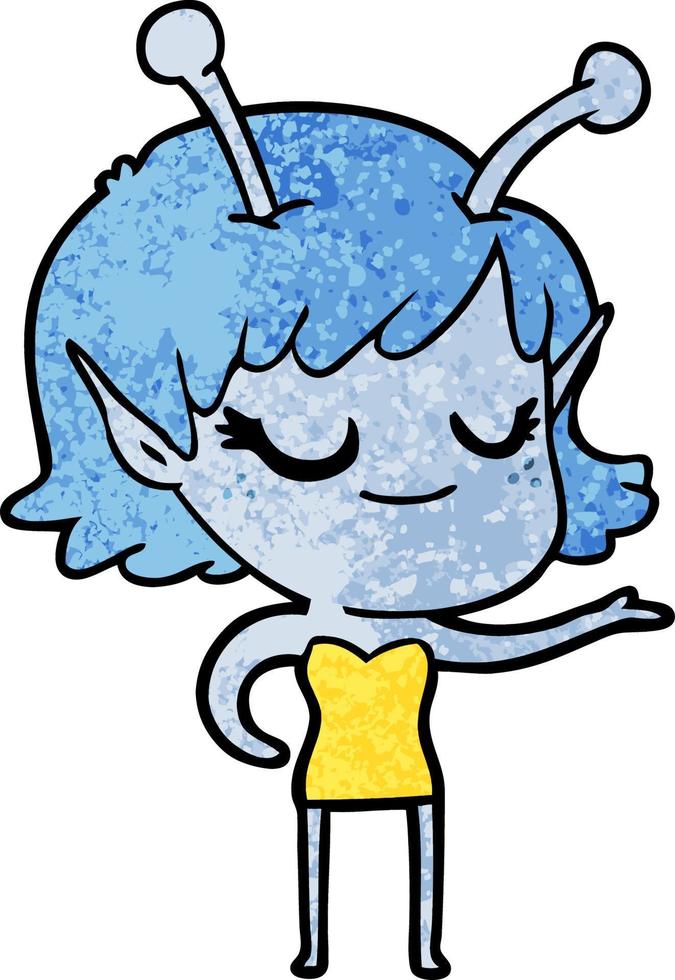 smiling alien girl cartoon vector