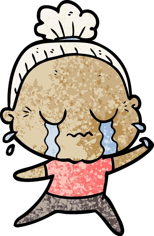 cartoon crying old lady vector