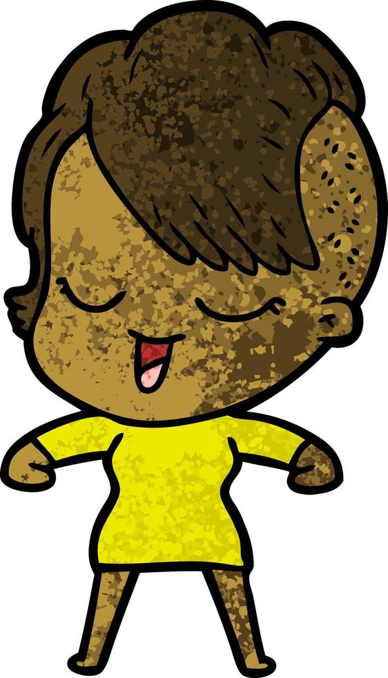 happy cartoon girl vector