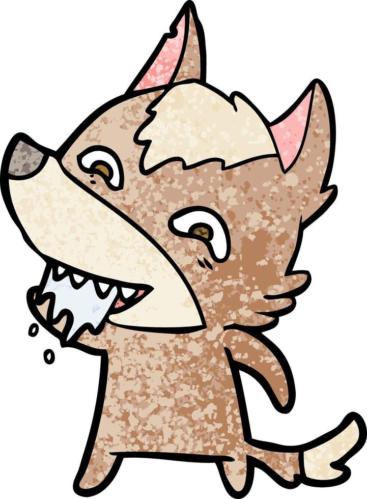 cartoon hungry wolf vector