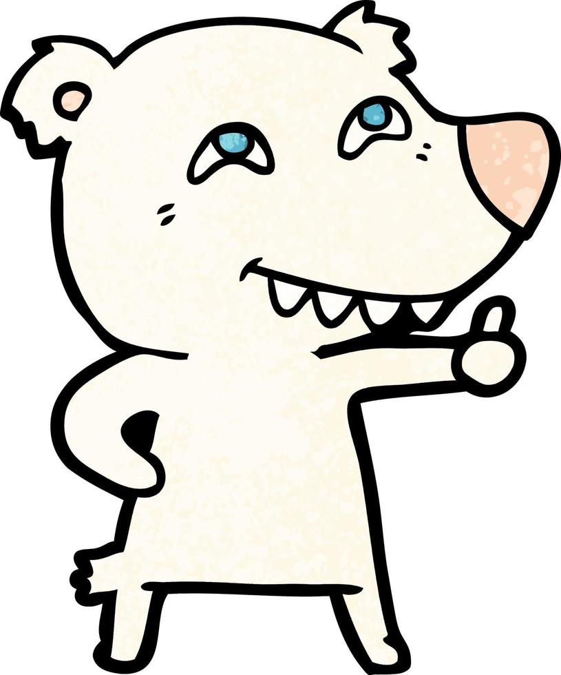 cartoon polar bear giving thumbs up sign vector