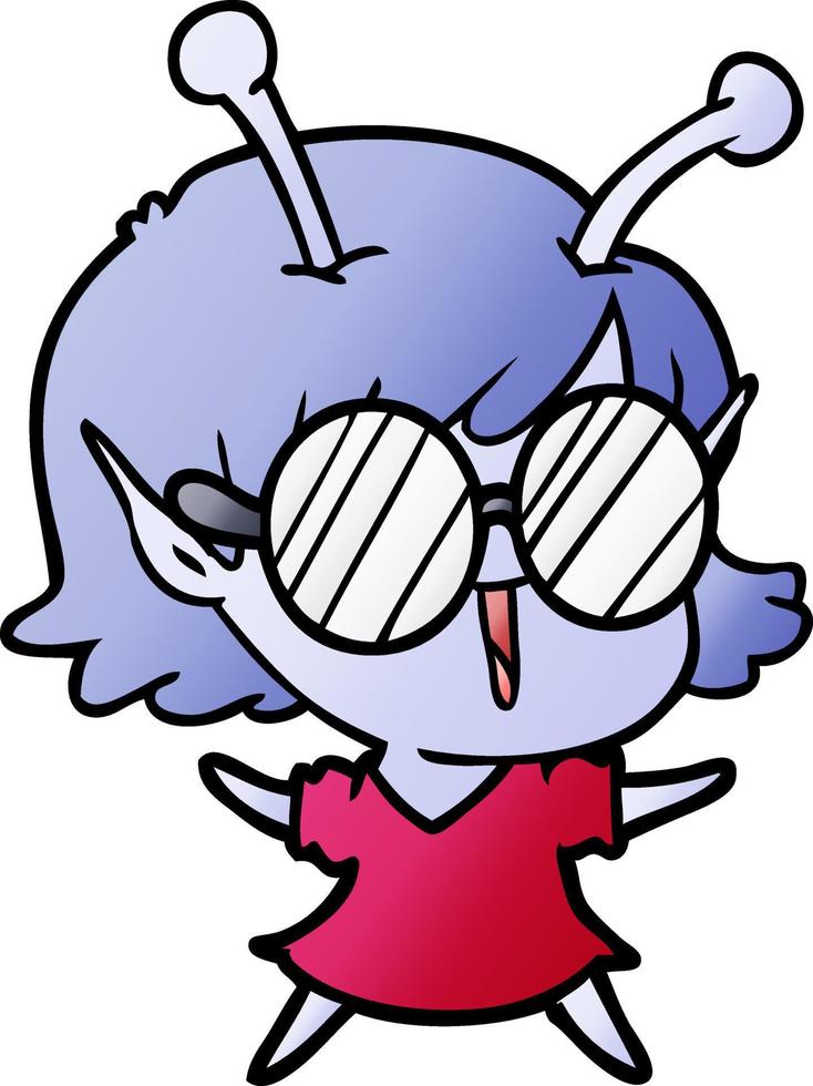 cartoon alien girl laughing vector