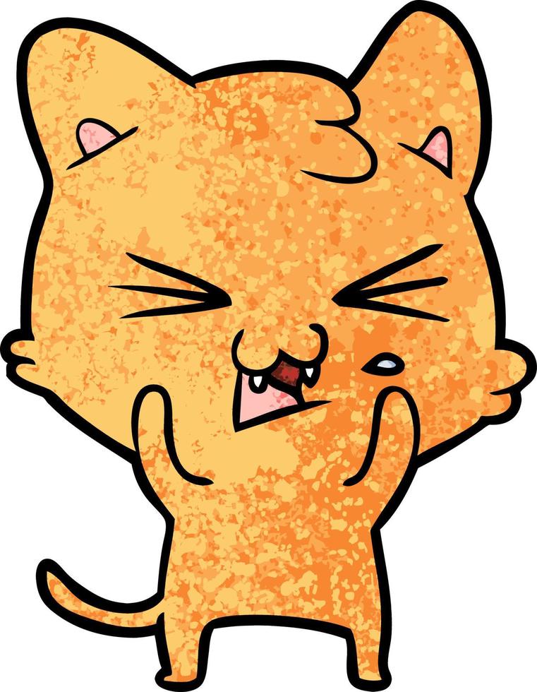 cartoon cat hissing vector