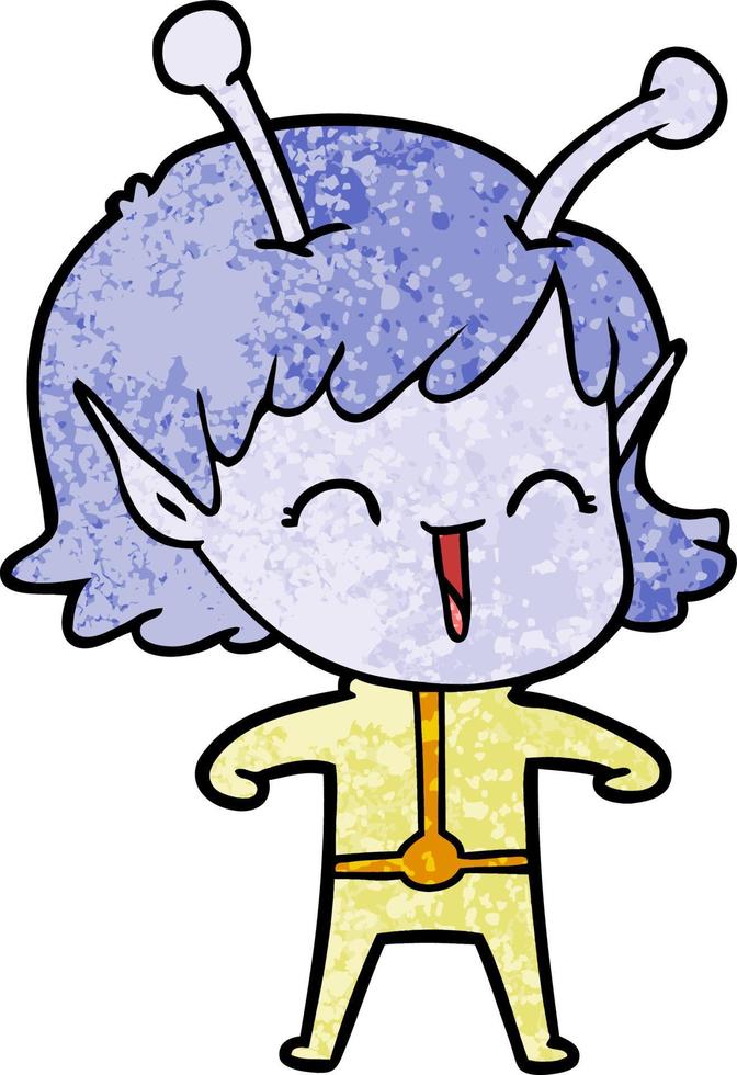 cartoon alien girl laughing vector
