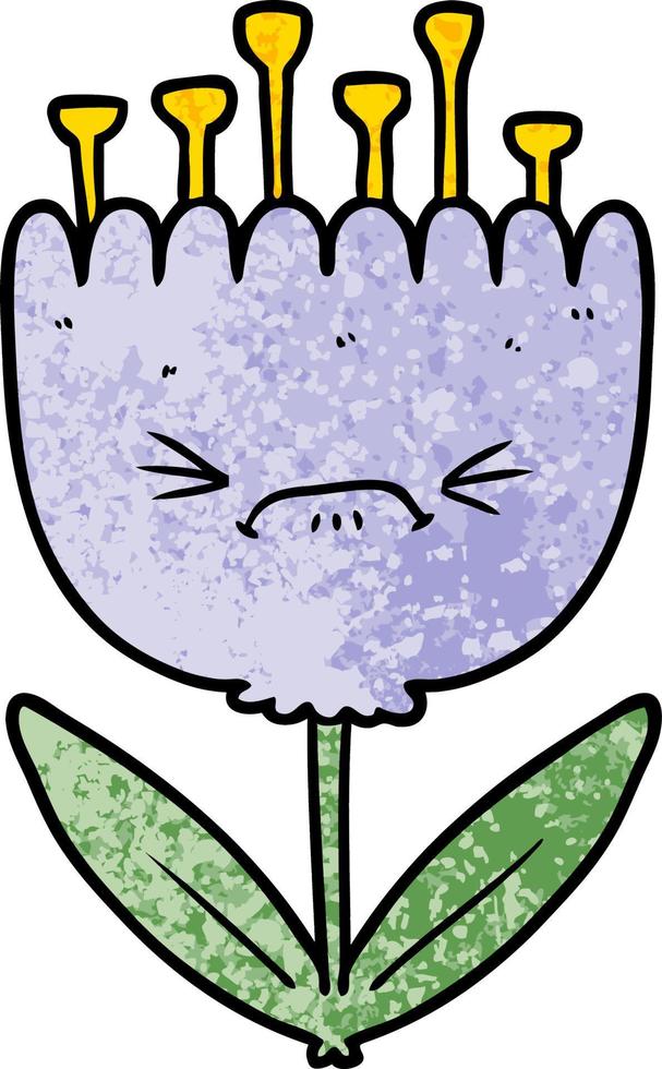 cartoon angry flower vector