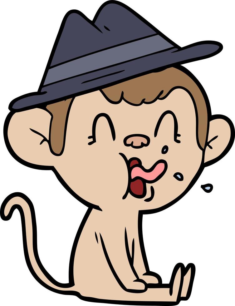 crazy cartoon monkey sitting vector