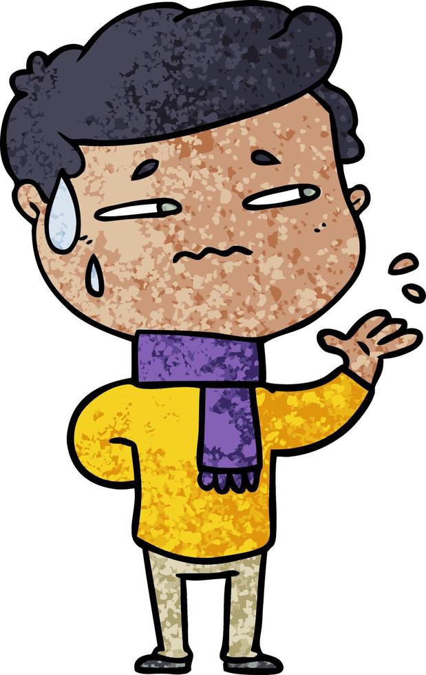 cartoon anxious man vector