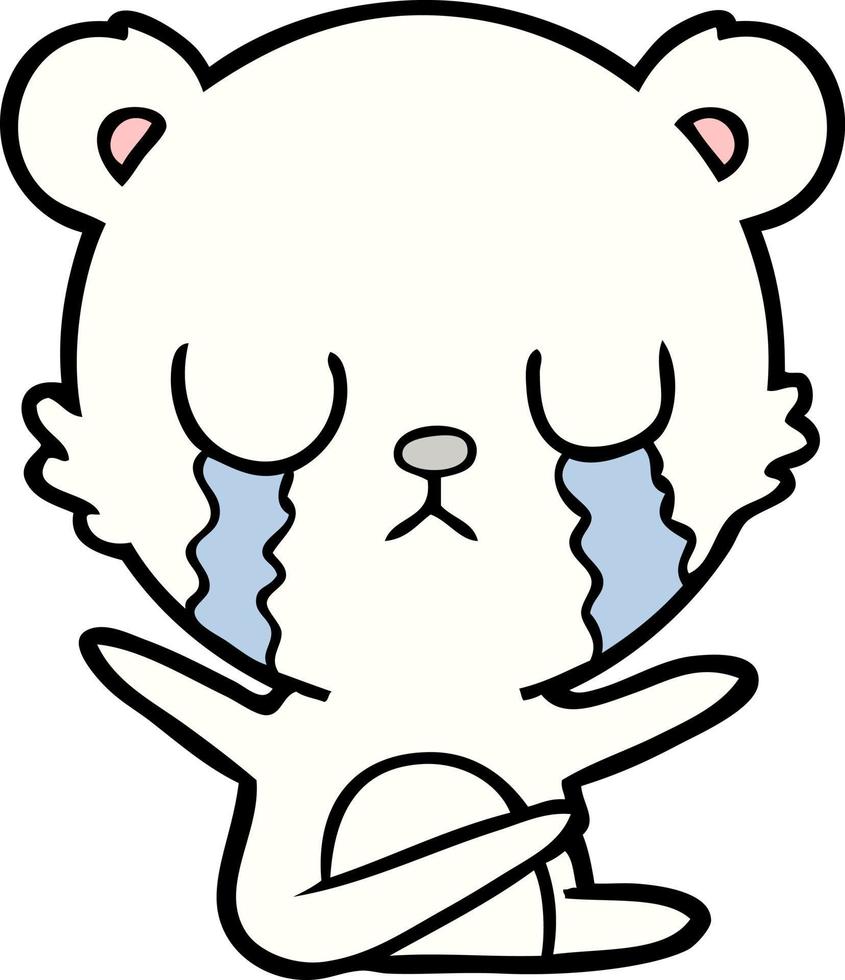 sad little polar bear cartoon vector