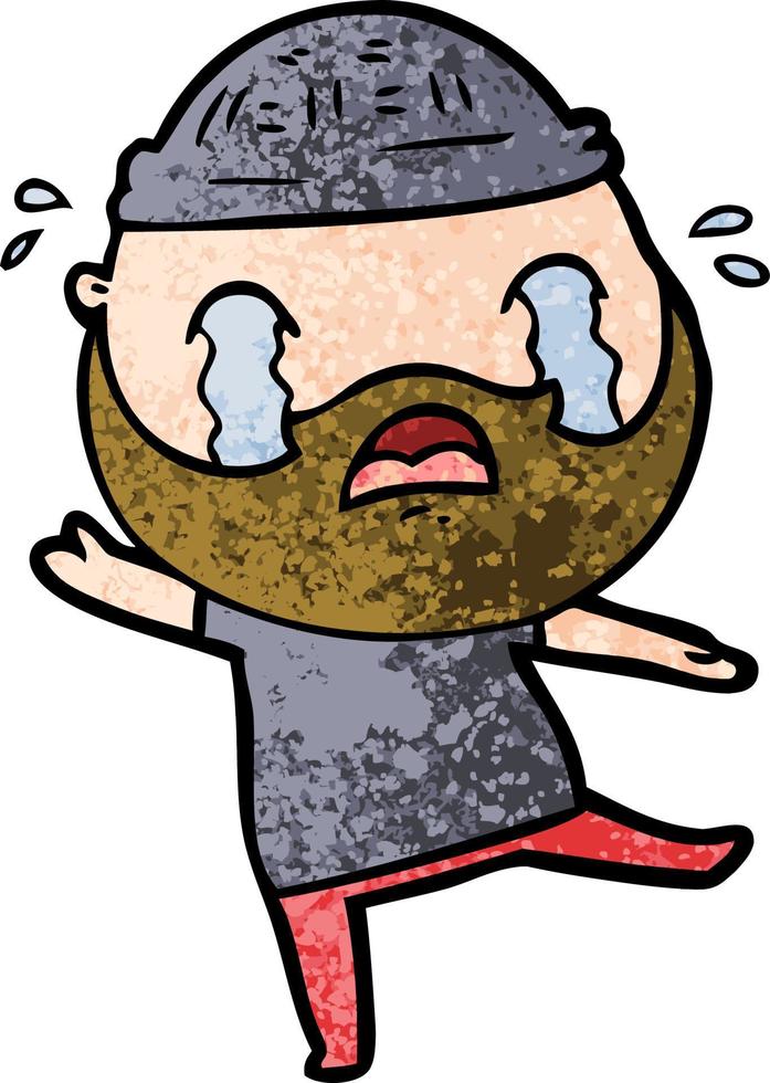 cartoon bearded man crying vector