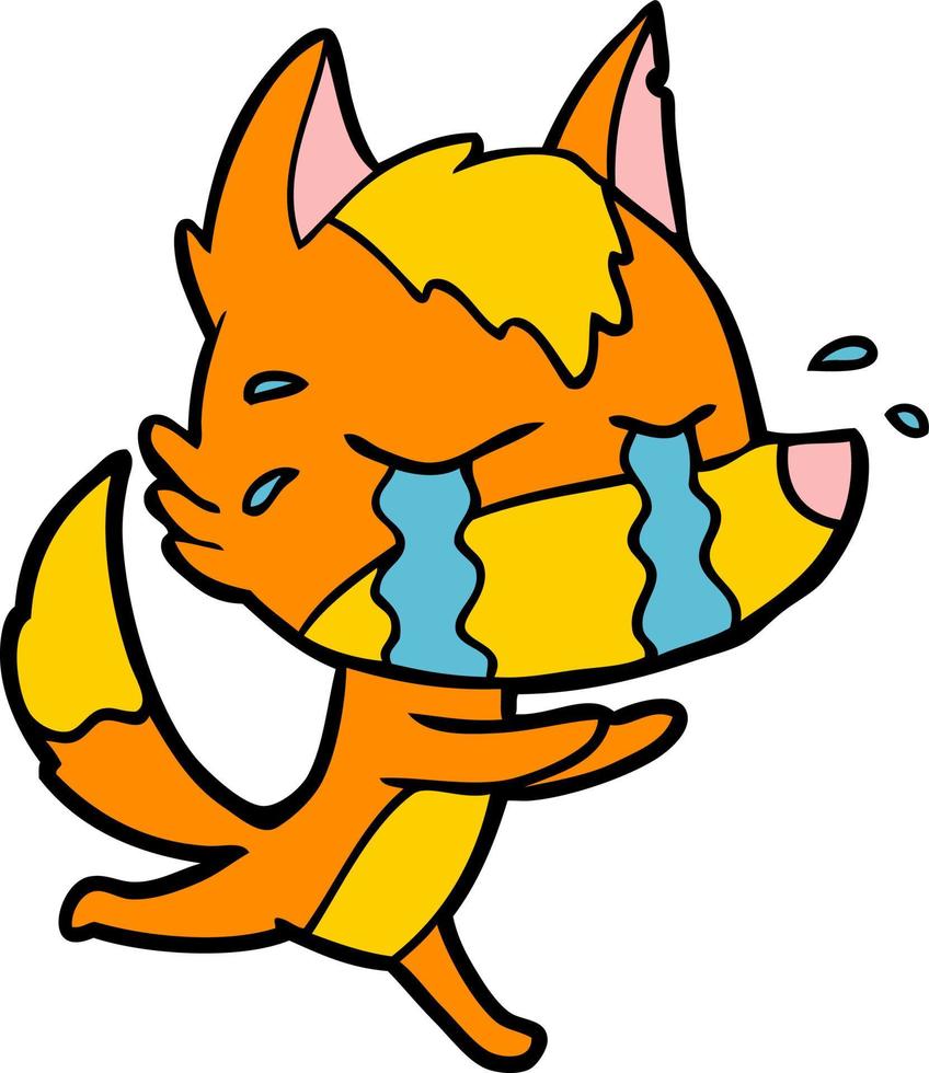 sad little fox cartoon character vector