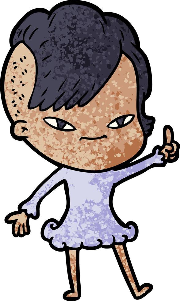 cute cartoon girl with hipster haircut vector