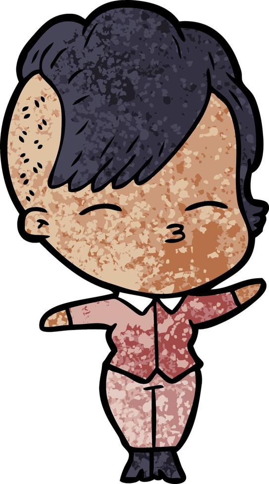 cartoon squinting girl vector