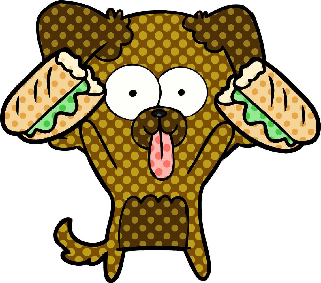 cartoon dog with tongue sticking out and sandwich vector