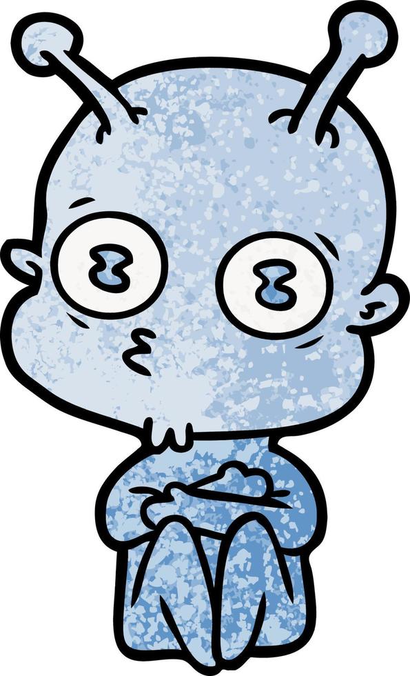 cartoon weird bald spaceman vector