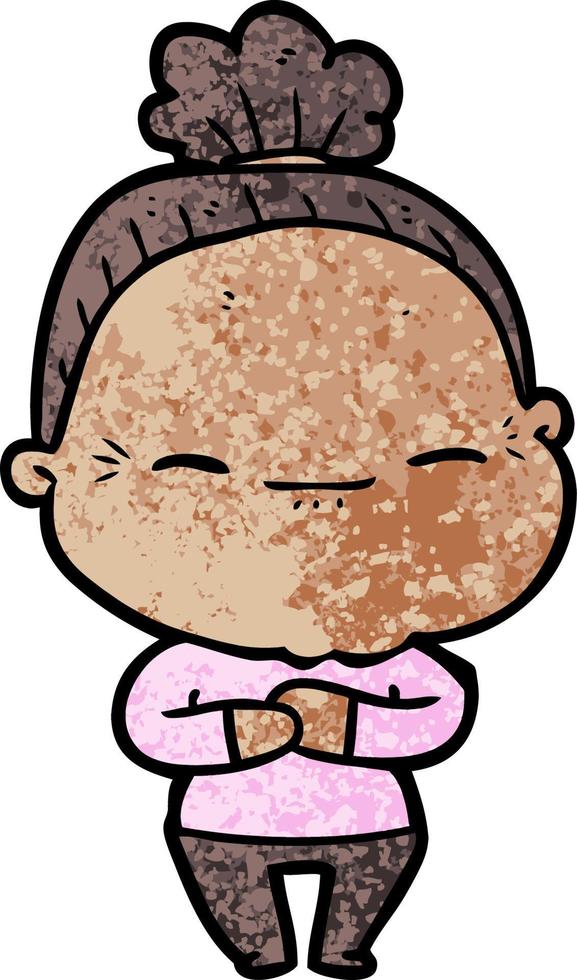 cartoon peaceful old woman vector