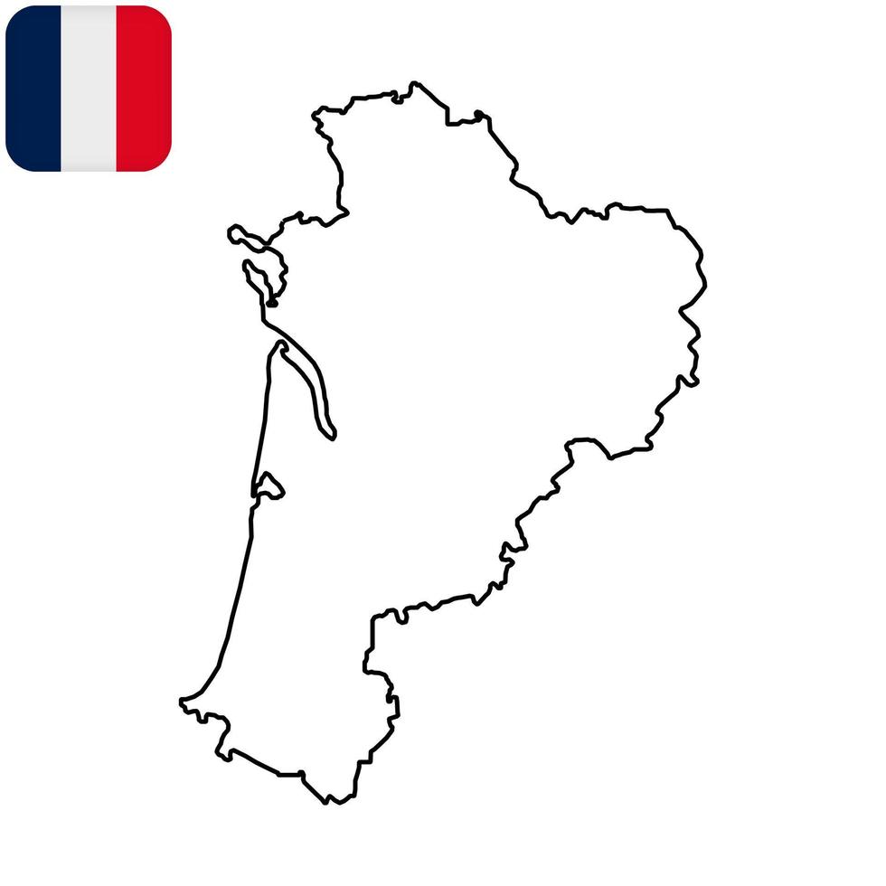 mapa de nueva aquitania. región de francia. ilustración vectorial vector