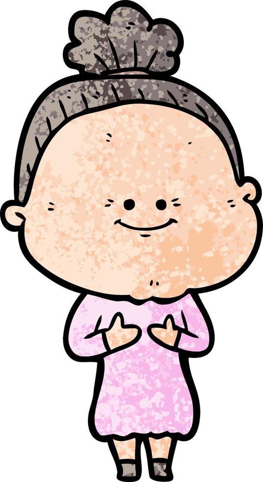 cartoon happy old woman vector