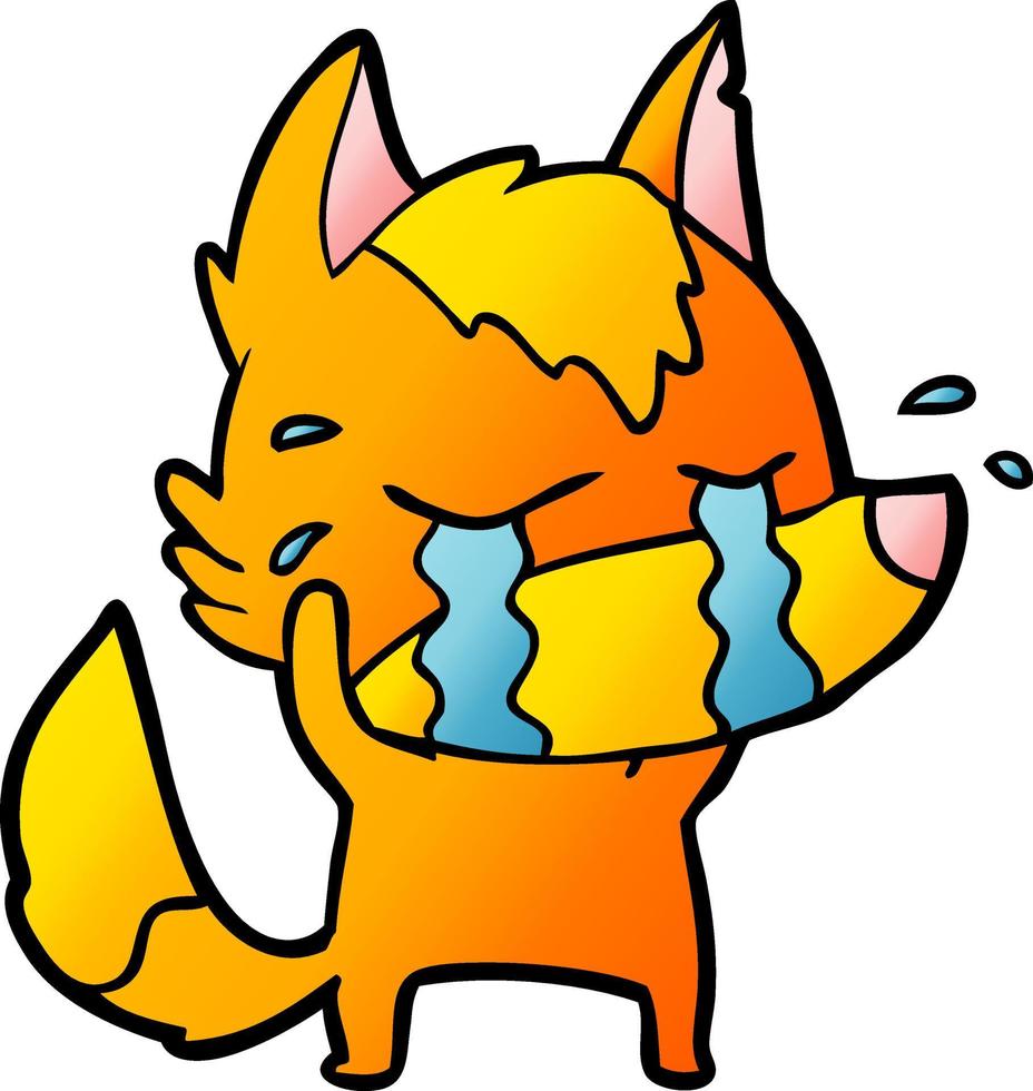 sad little fox cartoon character vector