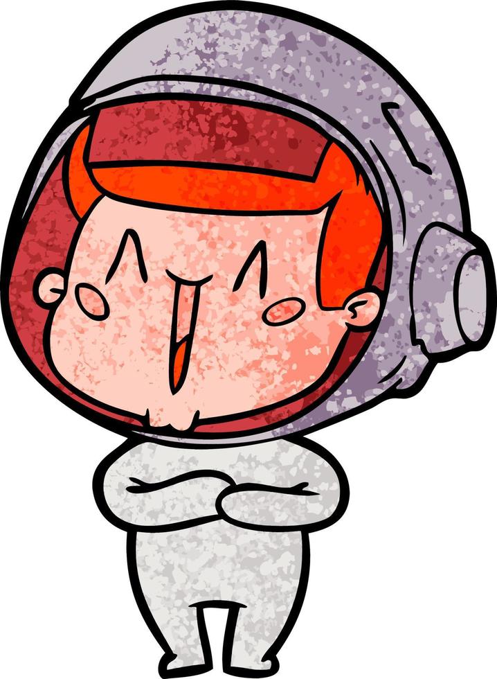 astronauta de dibujos animados feliz vector