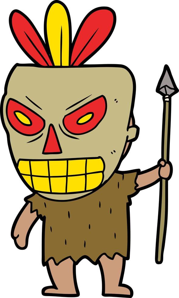 cartoon cannibal shaman vector