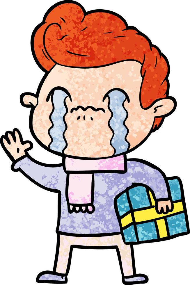 cartoon man crying vector