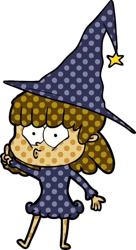 cartoon whistling witch girl vector