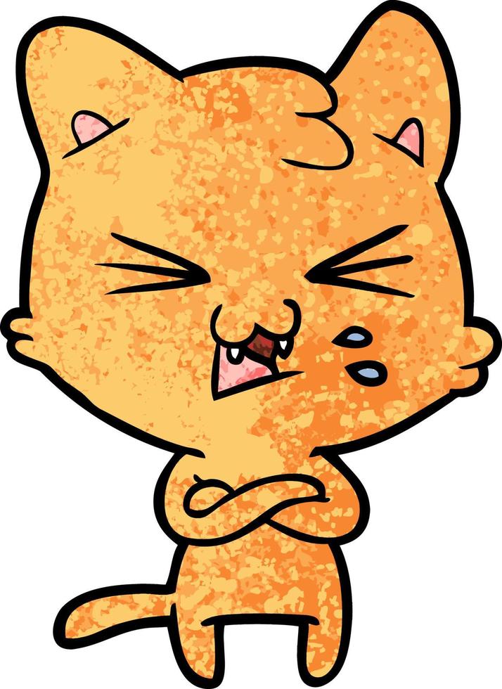 cartoon cat hissing vector