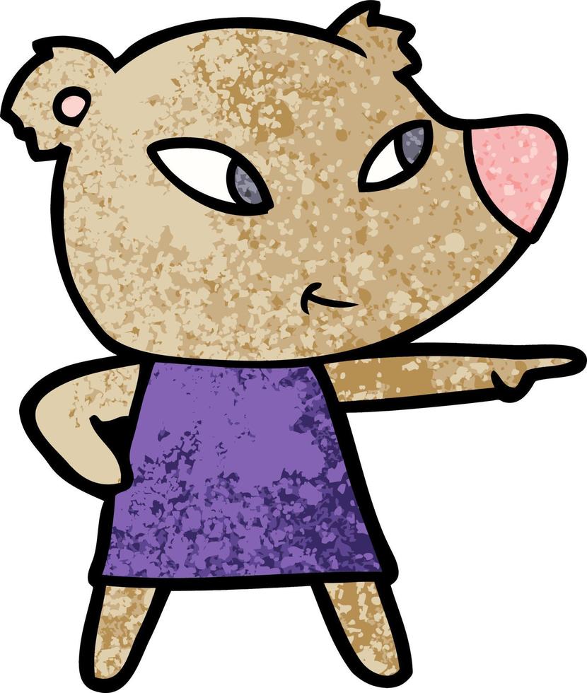 lindo oso de dibujos animados en vestido vector