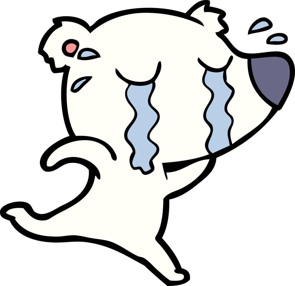 sad little polar bear cartoon vector