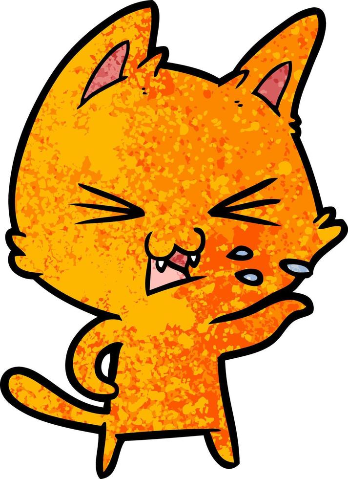cartoon cat hissing vector